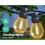 LED Festoon String Lights 20 Bulbs Wedding Party Christmas S14 - 23m